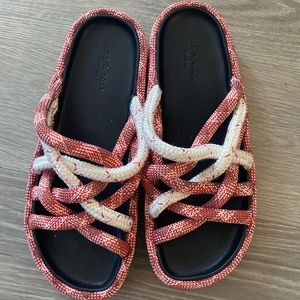 Rag & Bone Sandal Kris Rope Slide Women Shoe 8 NEW Red White Boho Summer